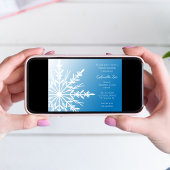 ホワイトスノーフレークオンブルーウィンターブライダルシャワー 招待状