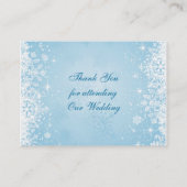 ホワイトスノーフレークオンブルーテーブル座席表 プレイスカード (裏面)