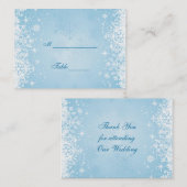ホワイトスノーフレークオンブルーテーブル座席表 プレイスカード (正面/裏面)
