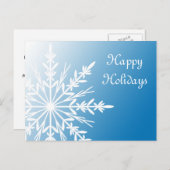 ホワイトスノーフレークオンブルービジネスハッピーホリデー シーズンポストカード (正面/裏面)