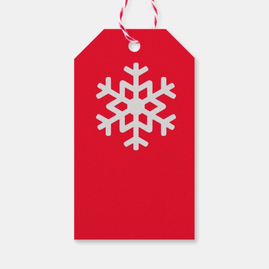 ホワイトスノーフレークオンレッドホリデークリスマスニューイヤー ギフトタグ (裏面)