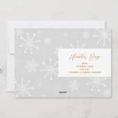 ホワイトスノーフレークオーナメントクリスマスフォト シーズンカード (裏面)