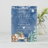 ホワイトスノーフレークコールドアウトツリーベビーシャワー 招待状 (スタンド正面)