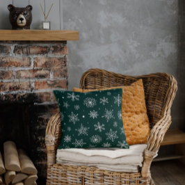 ホワイトスノーフレークスウィンターホリデーランドスケープ クッション