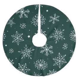 ホワイトスノーフレークスウィンターホリデーランドスケープ ブラッシュドポリエステルツリースカート