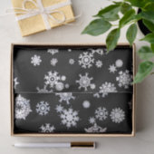 ホワイトスノーフレークスオンブラックティッシュペーパー 薄葉紙 (ギフト)