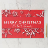 ホワイトスノーフレークスオンレッドクリスマス紙ランチョンマット ペーパーパッド (インサイチュ)