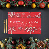 ホワイトスノーフレークスオンレッドクリスマス紙ランチョンマット ペーパーパッド