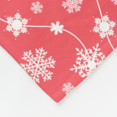 ホワイトスノーフレークスオンレッドパターンフリースブランケット フリースブランケット (角)