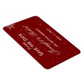 ホワイトスノーフレークスクランベリー結婚式の日付を保存 マグネット (右側)