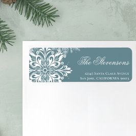 ホワイトスノーフレークスクリスマス差出人住所 ラベル