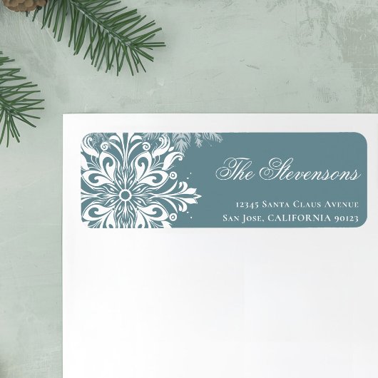 ホワイトスノーフレークスクリスマス差出人住所 ラベル