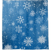 ホワイトスノーフレークスサファイアブルー シャワーカーテン (正面)