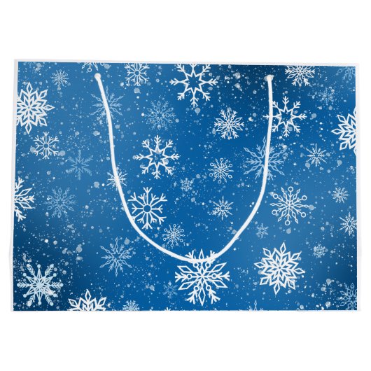 ホワイトスノーフレークスサファイアブルー ラージペーパーバッグ (裏面)