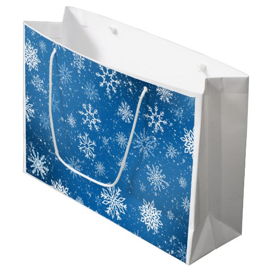 ホワイトスノーフレークスサファイアブルー ラージペーパーバッグ (正面アングル)