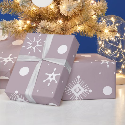 ホワイトスノーフレークスパターン ラッピングペーパー (クリスマス)