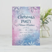 ホワイトスノーフレークスピンクとブルークリスマスパーティー 招待状 (スタンド正面)