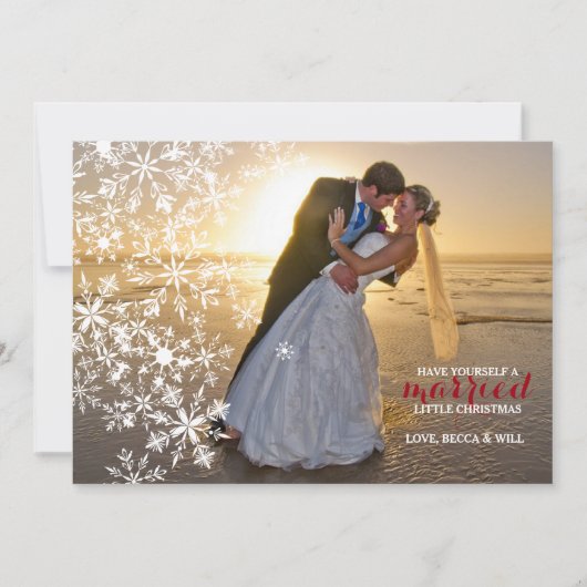 ホワイトスノーフレークスフォトホリデーカード シーズンカード (正面)