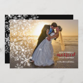 ホワイトスノーフレークスフォトホリデーカード シーズンカード (正面/裏面)