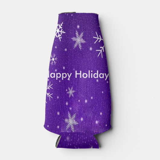 ホワイトスノーフレークスブルーバックグラウンドクーラーボックス 缶クーラー (正面)