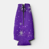 ホワイトスノーフレークスブルーバックグラウンドクーラーボックス 缶クーラー (裏面)