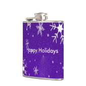 ホワイトスノーフレークスブルーバックグラッドビニールフラ包まれたスコ フラスク (左)