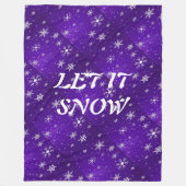 ホワイトスノーフレークスブルーパープルバックガードフリースブランケット フリースブランケット (正面)
