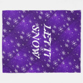 ホワイトスノーフレークスブルーパープルバックガードフリースブランケット フリースブランケット (正面(横))