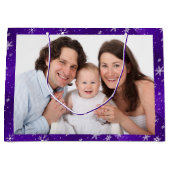 ホワイトスノーフレークスブルーパープルバックグラッド大抱き枕 ラージペーパーバッグ (正面)