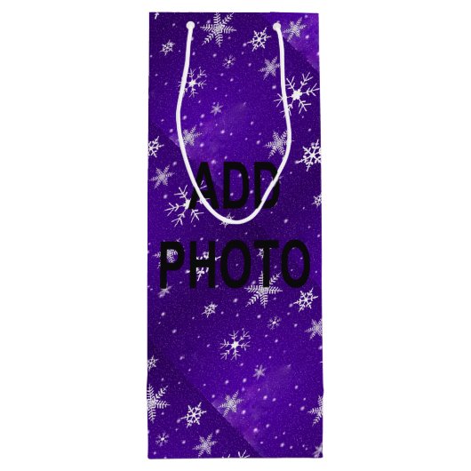 ホワイトスノーフレークスブルーパープルバックグラドワイン抱き枕 ワインギフトバッグ (裏面)