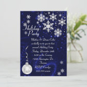 ホワイトスノーフレークスホリデーパーティー招待状 招待状 (スタンド正面)
