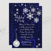 ホワイトスノーフレークスホリデーパーティー招待状 招待状 (正面/裏面)