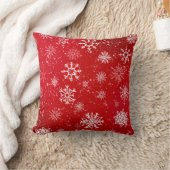 ホワイトスノーフレークスルビーレッド クッション (ブランケット)