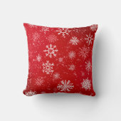 ホワイトスノーフレークスルビーレッド クッション (正面)