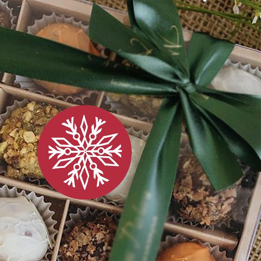 ホワイトスノーフレークスルビーレッド ラウンドシール