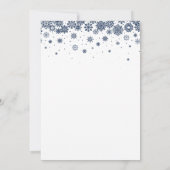 ホワイトスノーフレークネイビーブルーフォーマルウィンター結婚ズ 招待状 (裏面)