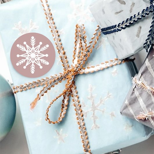 ホワイトスノーフレークバラピンク ラウンドシール