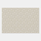 ホワイトスノーフレークパターンクリスマスホリデー ラッピングペーパーシート (正面3)