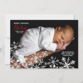 ホワイトスノーフレークフォトホリデーカード シーズンカード (正面)
