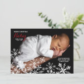 ホワイトスノーフレークフォトホリデーカード シーズンカード (スタンド正面)