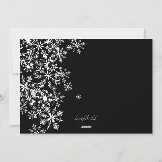 ホワイトスノーフレークフォトホリデーカード シーズンカード (裏面)