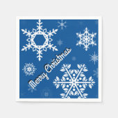 ホワイトスノーフレークブルー紙ナプキンズ スタンダードカクテルナプキン (正面)