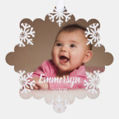 ホワイトスノーフレークベビー写真 オーナメントカード (裏面)