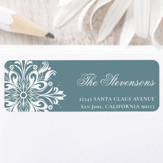 ホワイトスノーフレークホリデー差出人住所 ラベル