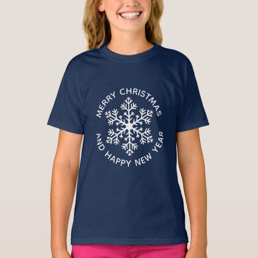 ホワイトスノーフレークホリデーTシャツ(子) Tシャツ (正面)