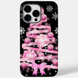 ホワイトスノーフレークライトピンクリボンクリスマスツリー Case-Mate iPhone 14 PRO MAXケース