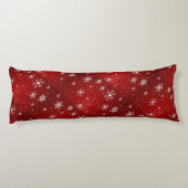 ホワイトスノーフレークレッドバックグラウンド抱き枕 ボディピロー (裏面)