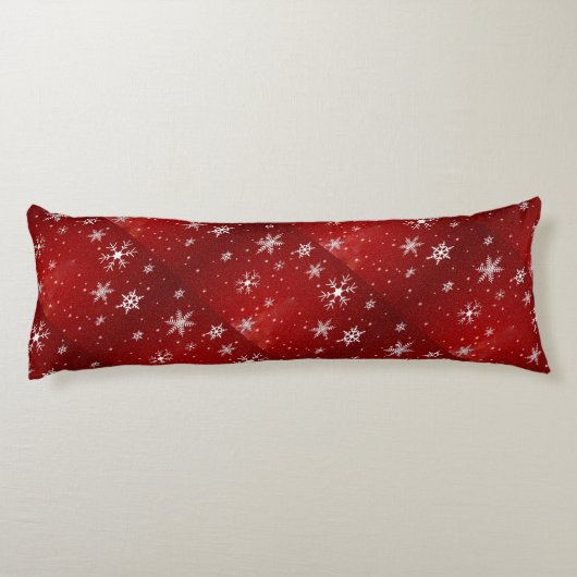 ホワイトスノーフレークレッドバックグラウンド抱き枕 ボディピロー (裏面)