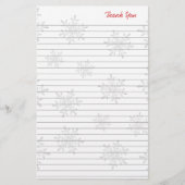 ホワイトスノーフレーク並んだクリスマスサンキューサンキュー紙 便箋 (正面)