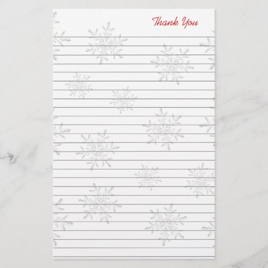ホワイトスノーフレーク並んだクリスマスサンキューサンキュー紙 便箋 (正面)